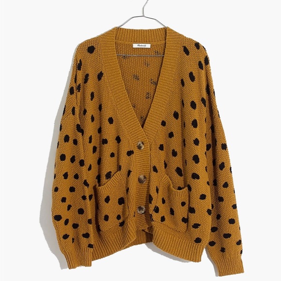 Madewell Hillview Cardigan Sweater in Painted Spots. Size S. Egyptian Gold. - Picture 5 of 10
